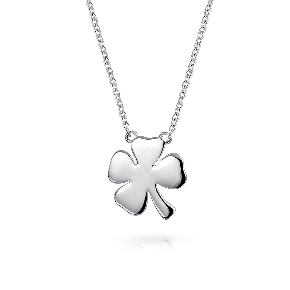 Personalized Engrave Layering Four Leaf Clover Shamrock Irish Lucky Horseshoe Pendant Necklace Western Jewelry For Women Teens .925 Sterling Silver Custom Engraved