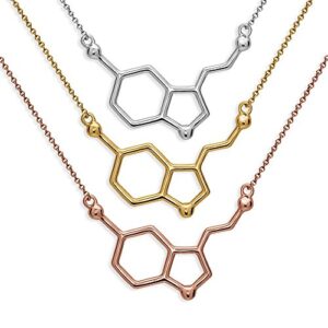 Serotonin Molecule Necklace in 925 Sterling Silver