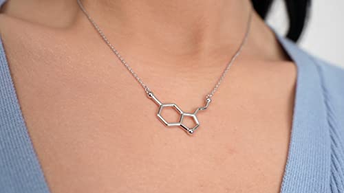 Serotonin Molecule Necklace in 925 Sterling Silver