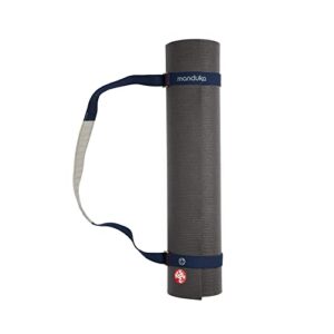 manduka yoga commuter mat carrier - eco-friendly cotton, easy to carry, hands-free, for all mat sizes, odyssey blue, 68" x 1.5"