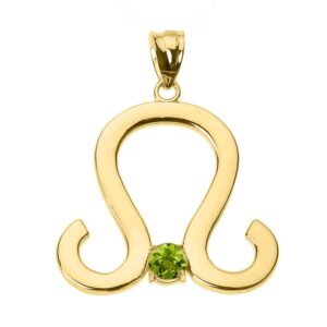 Astrology Jewelry Personalized 10k Yellow Gold Genuine Peridot August Birthstone Leo Zodiac Charm Pendant