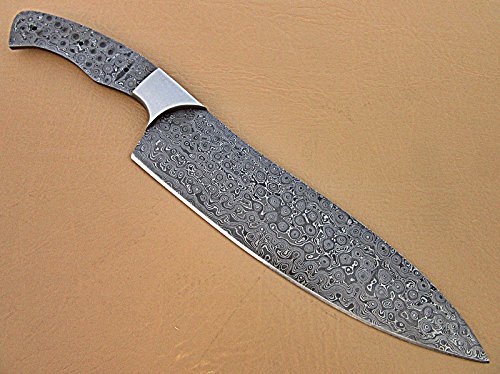 BB-456, Handmade Damascus Steel 12 Inches Full Tang Chef Knife with Stainless Steel Bolster (Blank Blade)