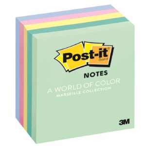 Post-it Notes, 3x3 in, 5 Pads, America's #1 Favorite Sticky Notes, Marseille Collection, Pastel Colors (Pink, Mint, Yellow), Recyclable (654-AST)