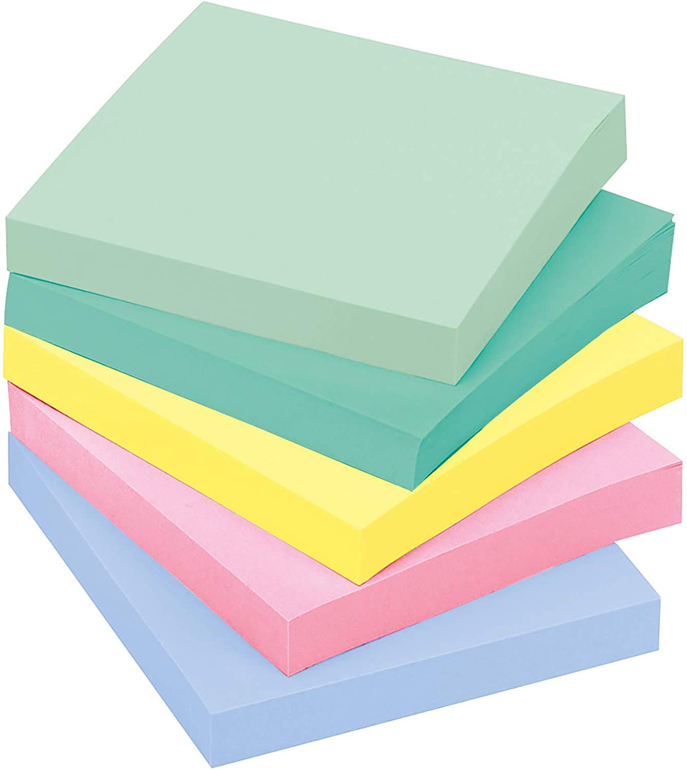 Post-it Notes, 3x3 in, 5 Pads, America's #1 Favorite Sticky Notes, Marseille Collection, Pastel Colors (Pink, Mint, Yellow), Recyclable (654-AST)