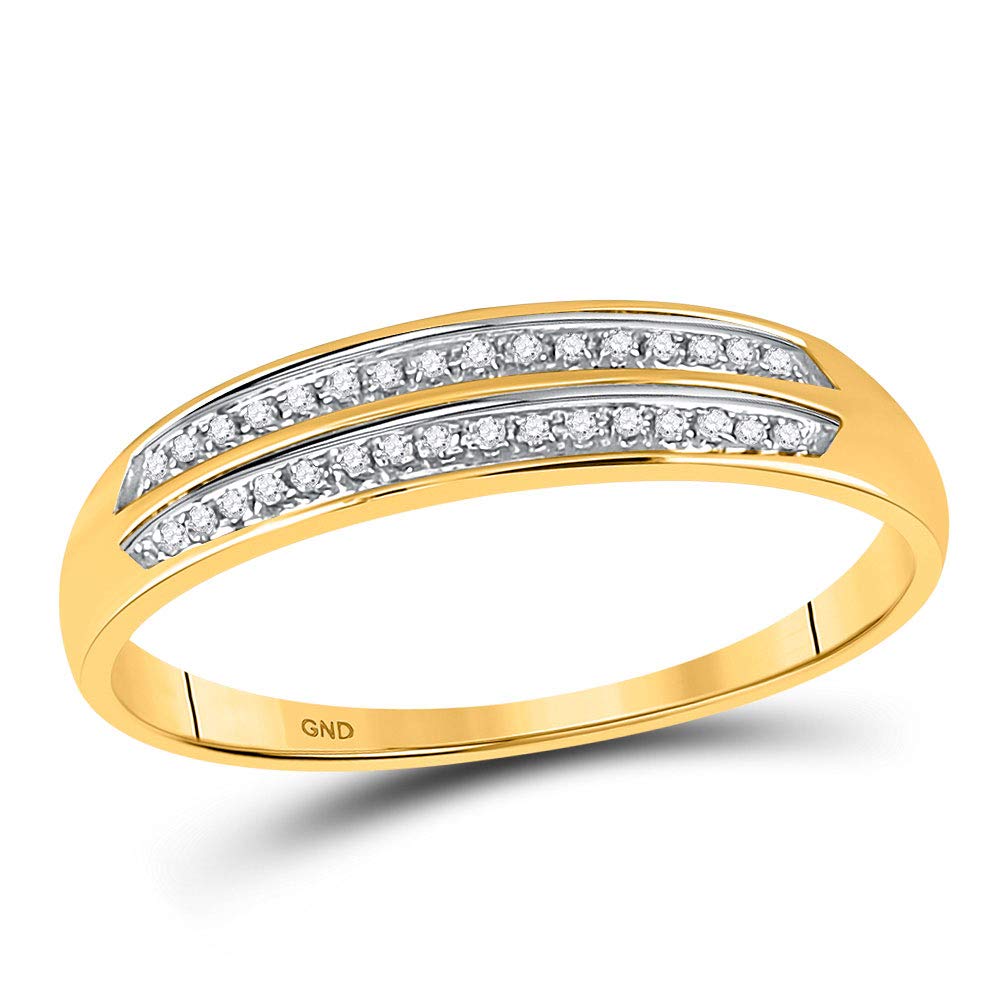 Sizes - L = 9, M = 9 - 10K Yellow Two Tone Gold Round Diamond Trio Three Ring Set - Matching His and Hers Engagement Ring & Wedding Bands - Micro Pave Marquise Center Setting Shape (.28 cttw.) - Please use drop down menu to select your desired ring sizes