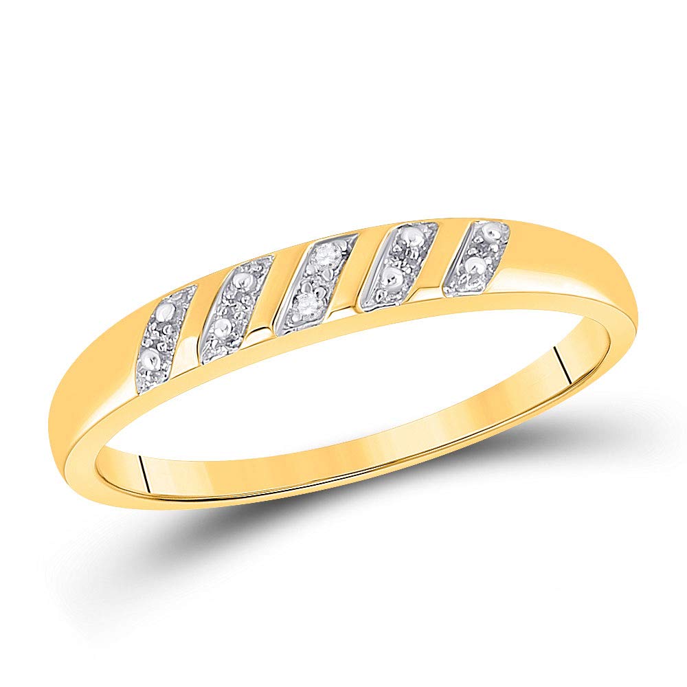 Sizes - L = 7, M = 10 - 10k Yellow Gold Mens and Ladies Couple His & Hers Trio 3 Three Ring Bridal Matching Engagement Wedding Ring Band Set - Round Diamonds - Princess Shape Center Setting (.08 cttw) - Please use drop down menu to select your desired rin