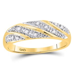 Sizes - L = 9.5, M = 10 - 10k Yellow Gold Mens and Ladies Couple His & Hers Trio 3 Three Ring Bridal Matching Engagement Wedding Ring Band Set - Round Diamonds - Princess Shape Center Setting (1/4 cttw) - Please use drop down menu to select your desired r