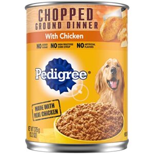 pedigree chopped ground dinner adult canned soft wet dog food with chicken, 13.2 oz. cans (pack of 12)