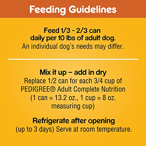 PEDIGREE CHOPPED GROUND DINNER Adult Canned Soft Wet Dog Food with Chicken, 13.2 oz. Cans (Pack of 12)