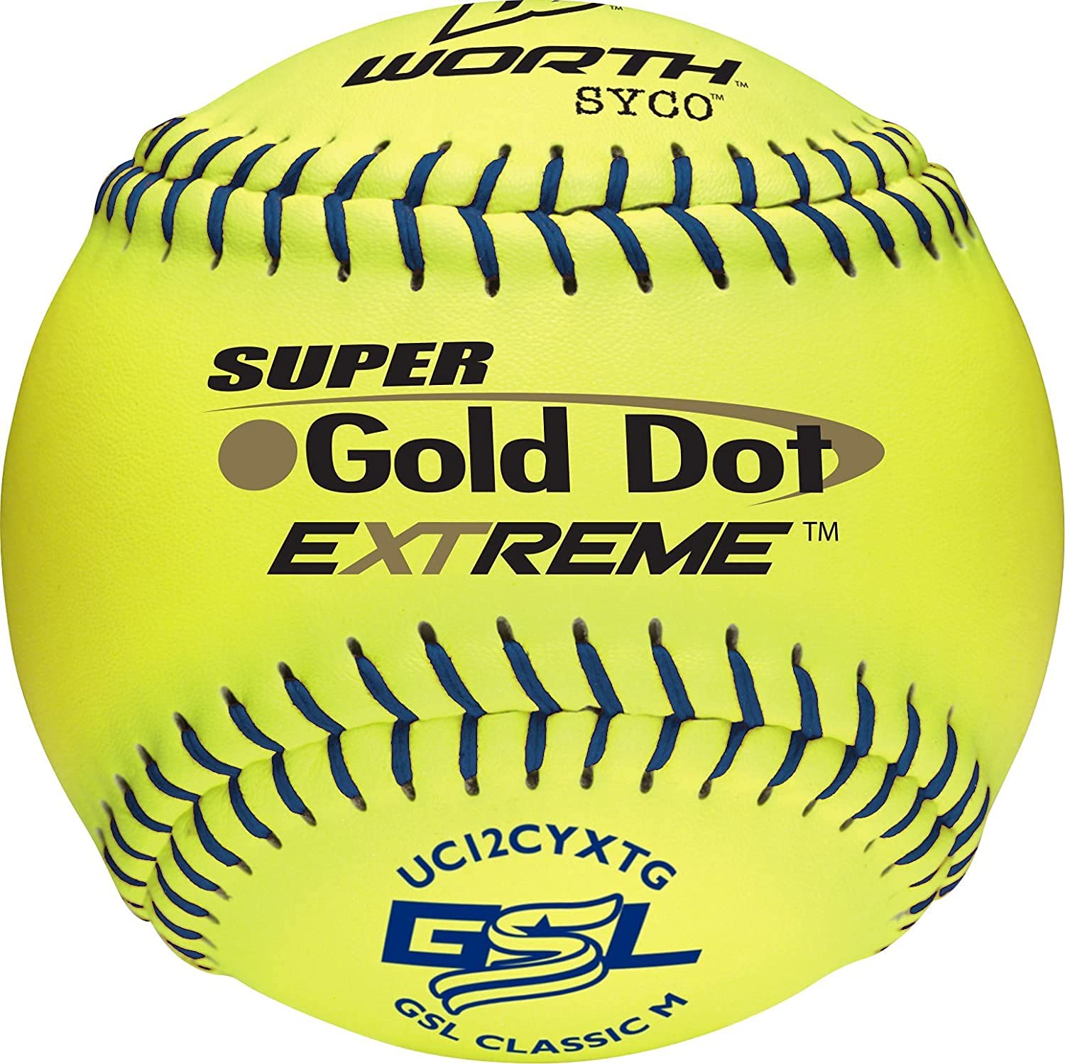 Worth | Slowpitch Softballs | GSL Approved | 12 Count | Multiple Options, Gold Dot Extreme - Composite Leather Cover - Optic Yellow