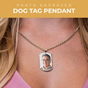 PicturesOnGold.com Photo Engraved Dog Tag Photo Pendant - 1 Inch X 1-3/4 Inch - Solid 14K Yellow Gold