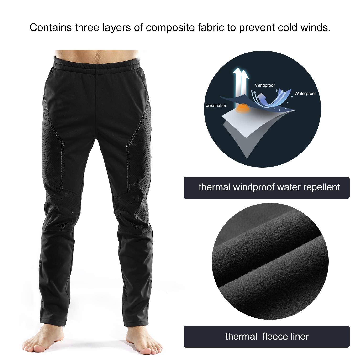 INBIKE Cycling Running Pants Jogger Winter Windproof Long Straight Sweat Pants Black Large TJ