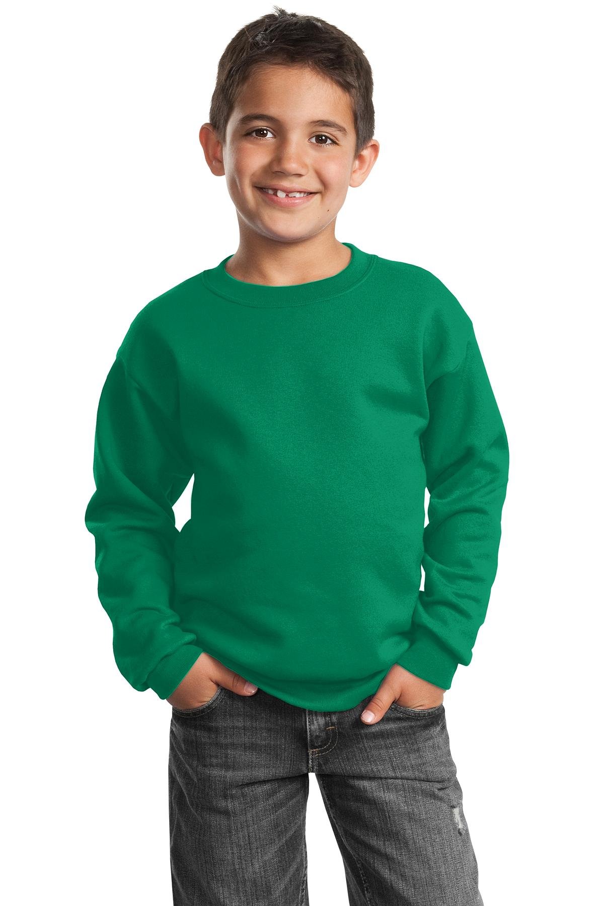 Port & Company Youth Crewneck Sweatshirt, Kelly, Large