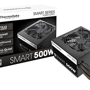 Thermaltake Smart 500W 80+ White Certified PSU, Continuous Power with 120mm Ultra Quiet Cooling Fan, ATX 12V V2.3/EPS 12V Active PFC Power Supply PS-SPD-0500NPCWUS-W