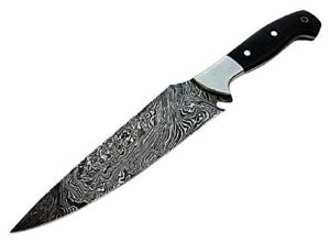 cf-28 custom handmade damascus steel 11.4" inches chef knife - beautiful green and black micarta handle