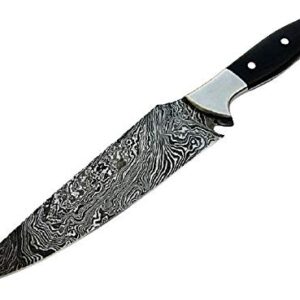 CF-28 Custom Handmade Damascus Steel 11.4" Inches Chef Knife - Beautiful Green and Black Micarta Handle