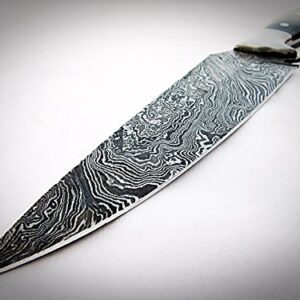 CF-28 Custom Handmade Damascus Steel 11.4" Inches Chef Knife - Beautiful Green and Black Micarta Handle