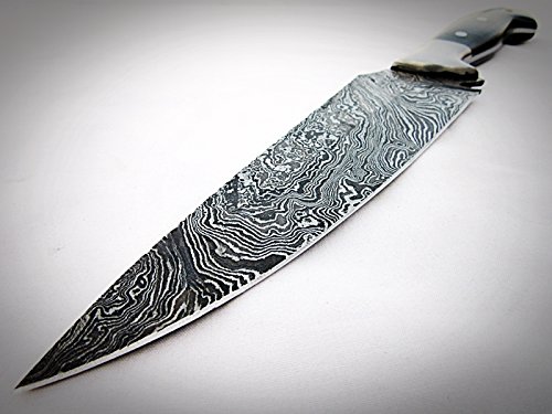 CF-28 Custom Handmade Damascus Steel 11.4" Inches Chef Knife - Beautiful Green and Black Micarta Handle