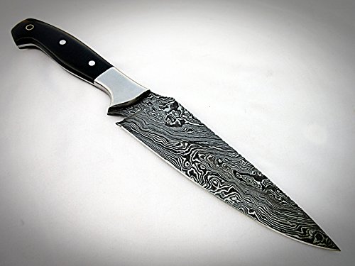 CF-28 Custom Handmade Damascus Steel 11.4" Inches Chef Knife - Beautiful Green and Black Micarta Handle