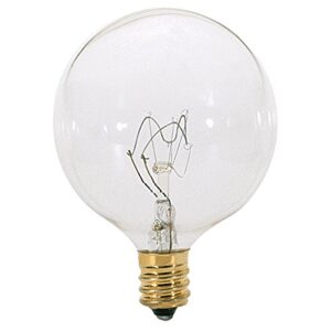 satco 25g16 1/2 incandescent globe light, 25w e12 g16 1/2, clear bulb [pack of 12]