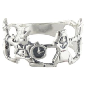 FashionJunkie4Life Sterling Silver Alice in Wonderland Ring with White Rabbit, Alice, Queen, Playing Card (7)