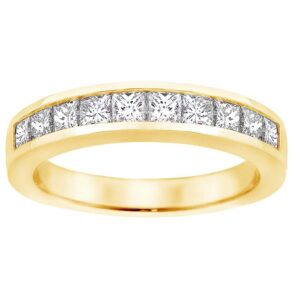 VIP Jewelry Art 1.00 CT TW Channel Set Princess Cut Diamond Anniversary Wedding Ring in 14k Yellow Gold - Size 8