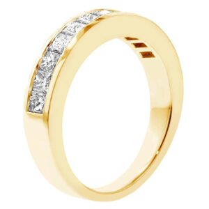 VIP Jewelry Art 1.00 CT TW Channel Set Princess Cut Diamond Anniversary Wedding Ring in 14k Yellow Gold - Size 8