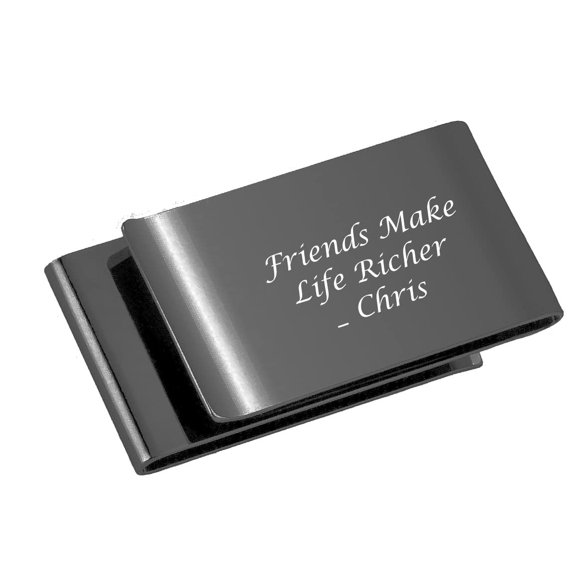 Personalized Double Sided Gun Metal Money Clip Custom Engraved Free - Ships from USA