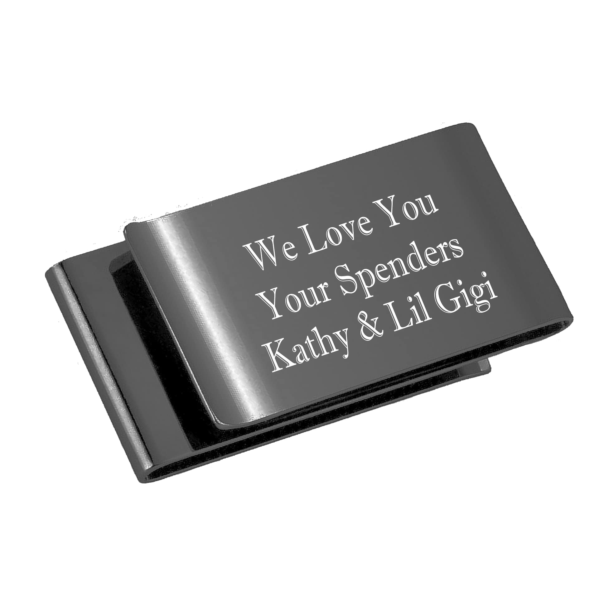 Personalized Double Sided Gun Metal Money Clip Custom Engraved Free - Ships from USA