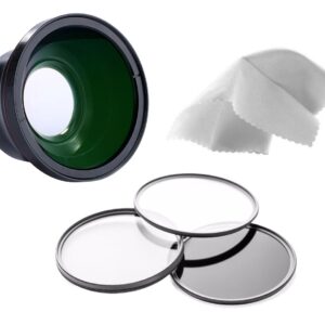 0.4X High Definition Super Wide Angle Lens w/Macro Compatible with Panasonic Lumix DMC-FZ300 + Filters