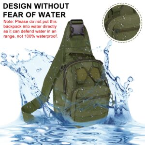 Qcute Tactical Backpack, Waterproof Military Cross-body Molle Sling Shoulder Backpack Chest Bag for Outdoor Every Day Carry (Army green)