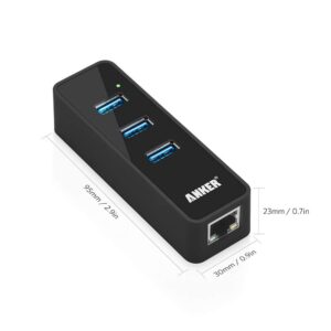 Anker 3-Port USB 3.0 HUB with 10/100/1000 Gigabit Ethernet Converter (3 USB 3.0 Ports, A RJ45 Gigabit Ethernet Port, Support Windows XP, Vista, Win7/8 (32/64 bit), Mac OS 10.6 and above, Linux) Black