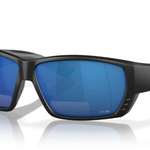 Costa Del Mar Man Sunglasses Matte Black Frame Blue Mirror Lenses - 62MM