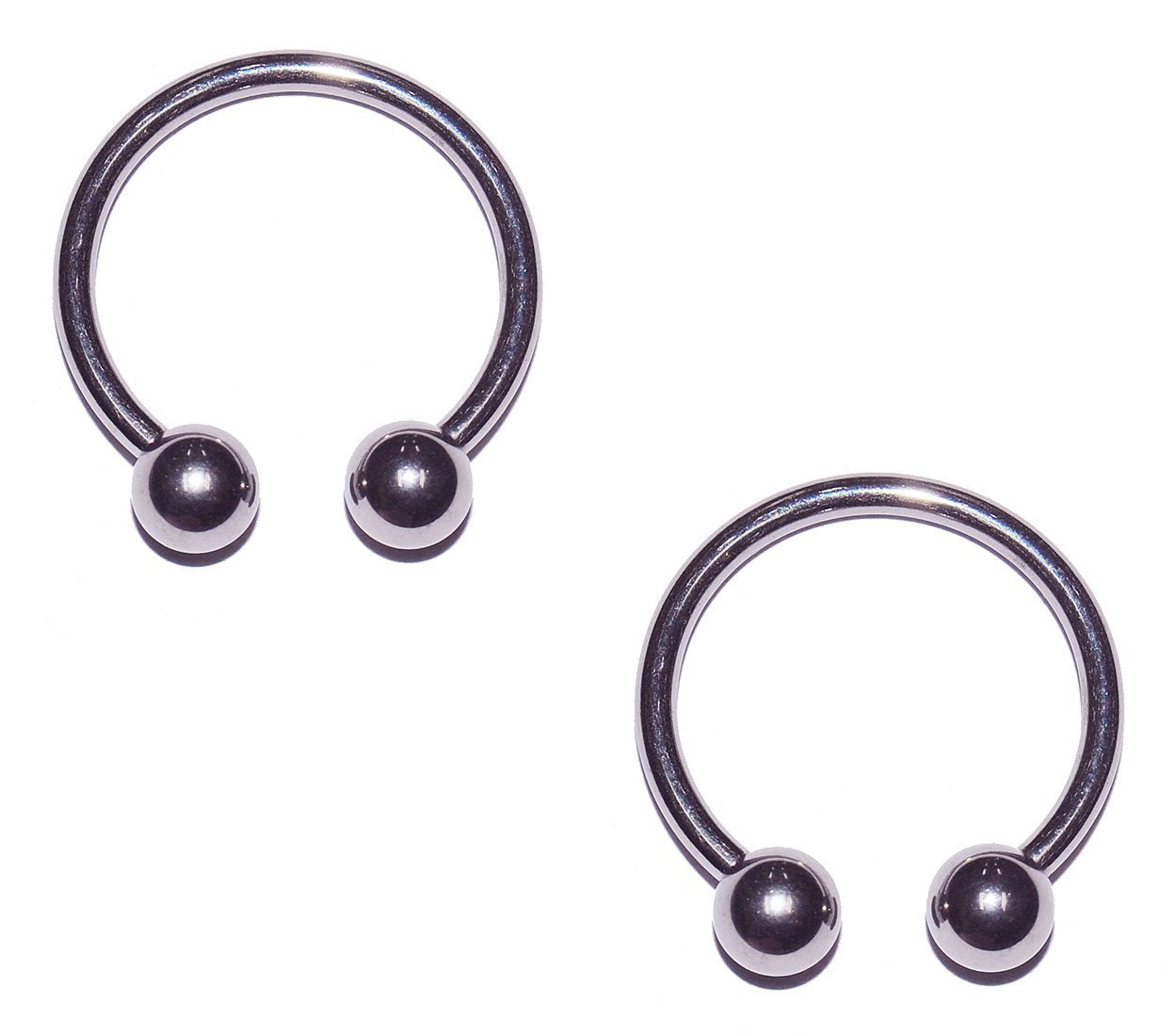 Painful Pleasures 2x Pieces 12 Gauge 12g 316L Stainless Steel Circular Barbell Horseshoe Septum Nipple Ring Earring Piercing Body Jewelry Inch Set of 2 (12g-3/4 Diameter-6mm Ball)