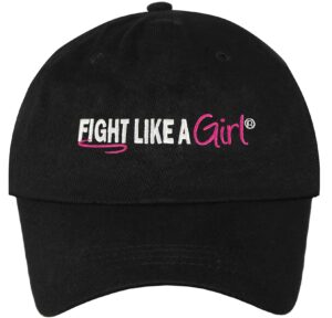 fight like a girl breast cancer embroidered cap,black,one size