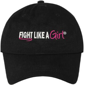 Fight Like a Girl Breast Cancer Embroidered Cap,Black,One Size