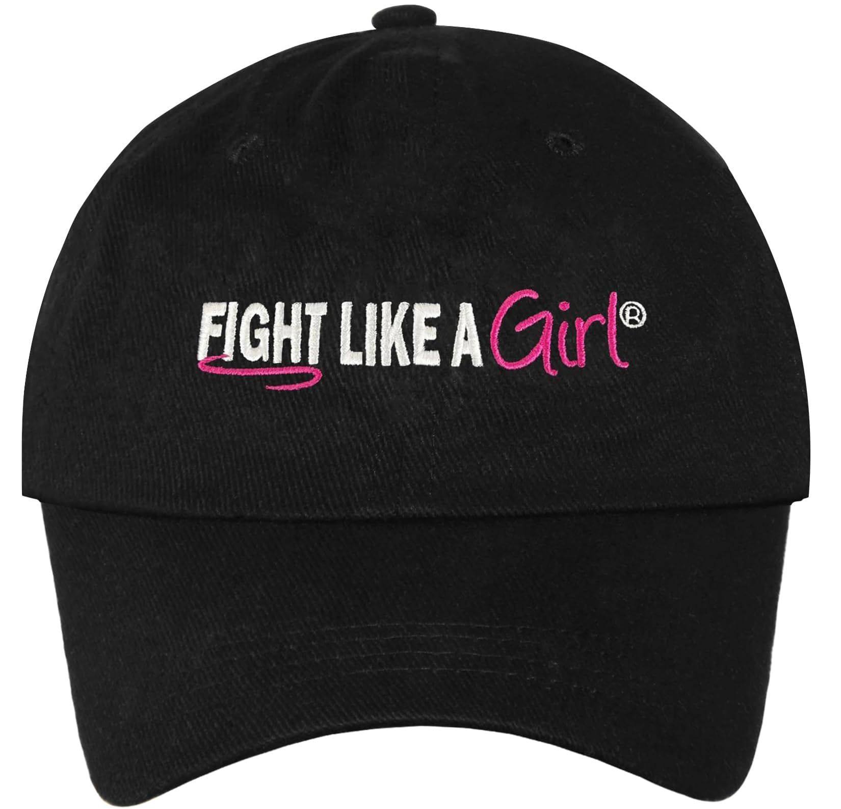 Fight Like a Girl Breast Cancer Embroidered Cap,Black,One Size