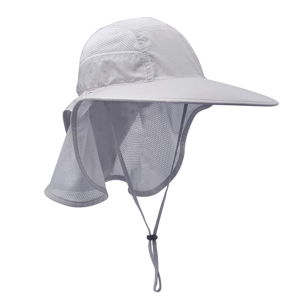 lenikis Unisex Outdoor Activities UV Protecting Sun Hats with Neck Flap Grey