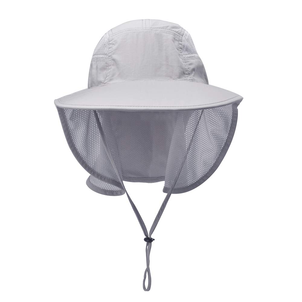 lenikis Unisex Outdoor Activities UV Protecting Sun Hats with Neck Flap Grey