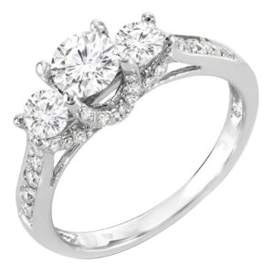 dazzlingrock collection 0.98 carat (ctw) round diamond 3 stone ladies vintage bridal engagement ring 1 ct, 14k white gold, size 8.5