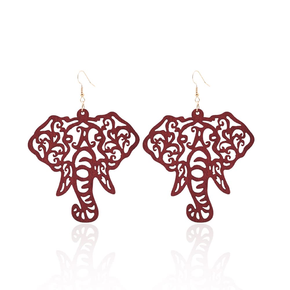 MagiDeal Elephant Head Filigree Fishhook Earrings