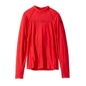 O'Neill Youth Basic Skins UPF 50+ Short Sleeve Rash Guard, Red, 8