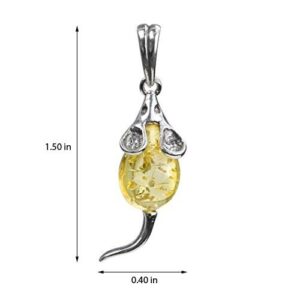 Ian and Valeri Co. Light Amber Sterling Silver Mouse Pendant