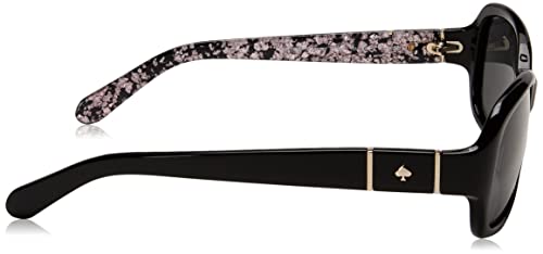 Kate Spade New York Women's Cheyenne Rectangular Sunglasses, Black & Gray Polarized, 55 mm