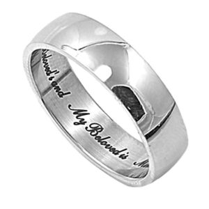 1000 Jewels Beloved: 6mm Classic Love Engraved Song of Solomon Wedding Band Ring 316 Steel, 3238 sz 7.0