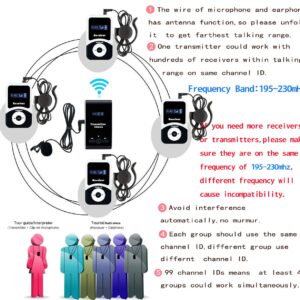 EXMAX ATG-100T 195MHz Wireless Microphone Audio Tour Guide System Simultaneous Interpretation Equipment Interpreting Translator in Ear for Social Distancing Churches (1 Transmitter 2 Receivers)