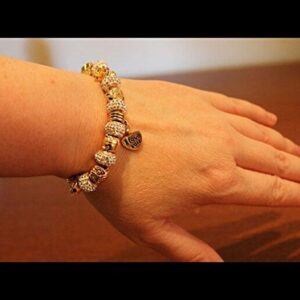 Long Way® Gold Plated Snake Chain Glass Beads I Love You Charm Beaded Bracelets for Women