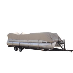 Vortex Direct 1200D Beige 22' Ultra Pontoon/Deck Boat Cover, Elastic, Strap System, Fits 20'1" to 22' Long Deck Area, Up to 102" Beam