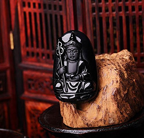 Ksitigarbha Natural Obsidian Amulet Pendants