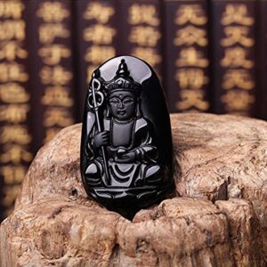 Ksitigarbha Natural Obsidian Amulet Pendants